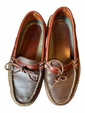 Men's Brown Two-Tone Leather Boat Shoes
